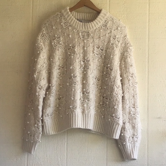 Zara pearl knit textured pullover sweater - Picture 15 of 16